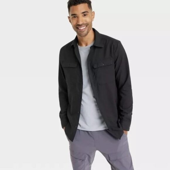 Mens Black Long Sleeve Flannel Shirt - All In Motion Size Small - Picture 3 of 3